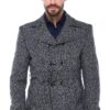 K7539 DEWBERRY SLIM-FIT MEN'S COAT-PATTERNED NAVY BLUE