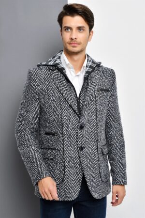 K7540 DEWBERRY MEN'S COAT-PATTERNED NAVY BLUE