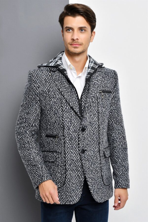 K7540 DEWBERRY MEN'S COAT-PATTERNED NAVY BLUE