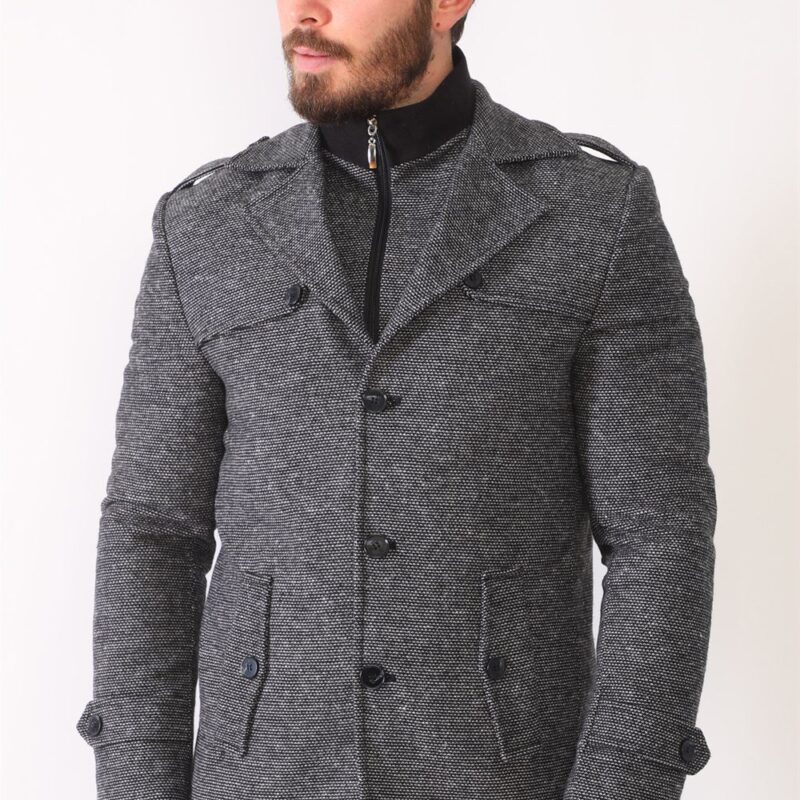 K7542 DEWBERRY MEN'S COAT-DOTTED BLACK