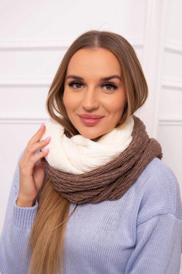 KN14 Women's two-tone mocha+ecru chimney