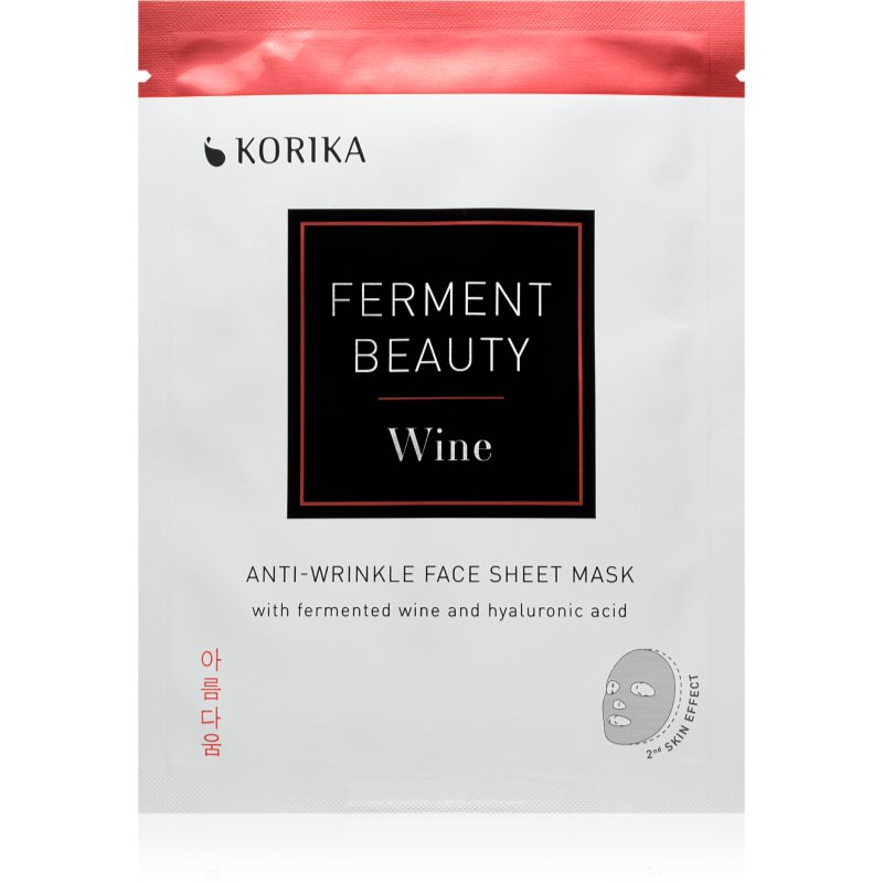 KORIKA FermentBeauty Anti-wrinkle Face Sheet Mask with Fermented Wine and Hyaluronic Acid ráncok elleni gézmaszk fermentált szőlővel és hialuronsavval-Eredeti