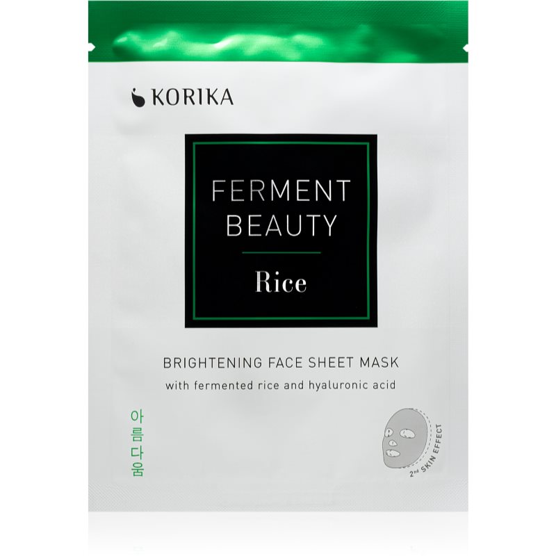 KORIKA FermentBeauty Brightening Face Sheet Mask with Fermented Rice and Hyaluronic Acid fényesítő hatású gézmaszk fermentált rizzsel és hialuronsavva-Eredeti