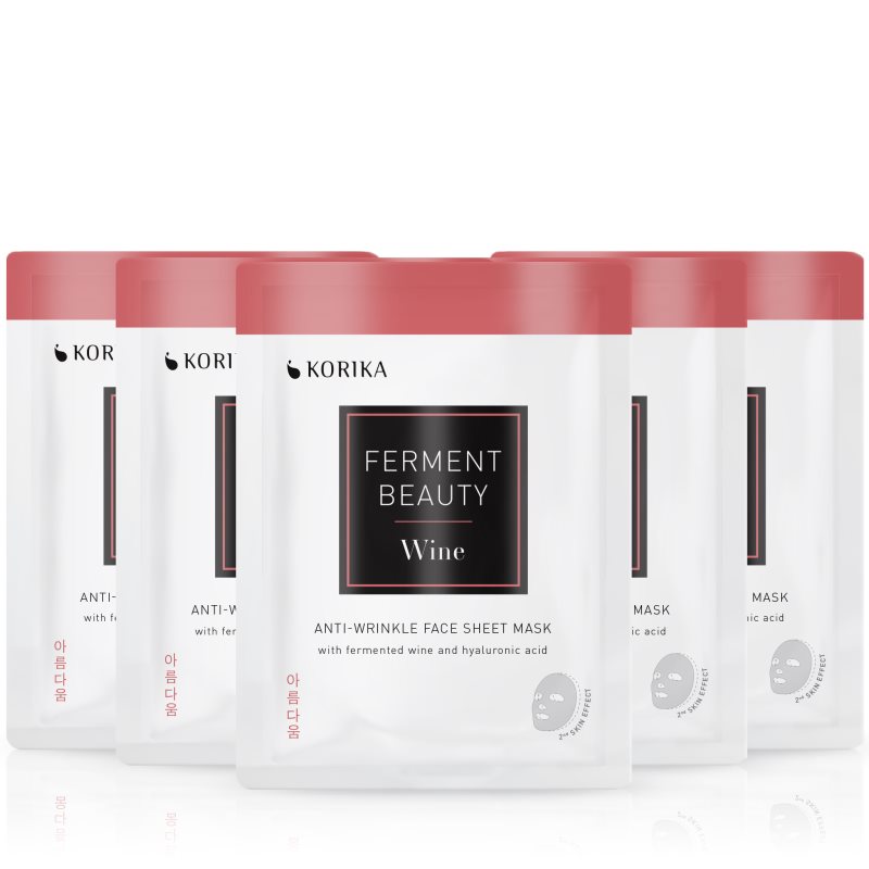 KORIKA FermentBeauty Set of 5 Anti-wrinkle Face Sheet Masks with Fermented Wine and Hyaluronic Acid arcmaszk szett kedvezményes áron-Ár