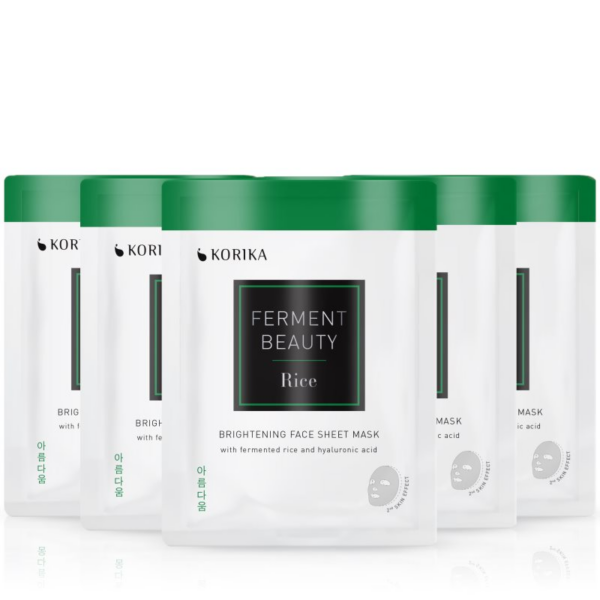 KORIKA FermentBeauty Set of 5 Brightening Face Sheet Masks with Fermented Rice and Hyaluronic Acid arcmaszk szett kedvezményes áron-Eredeti