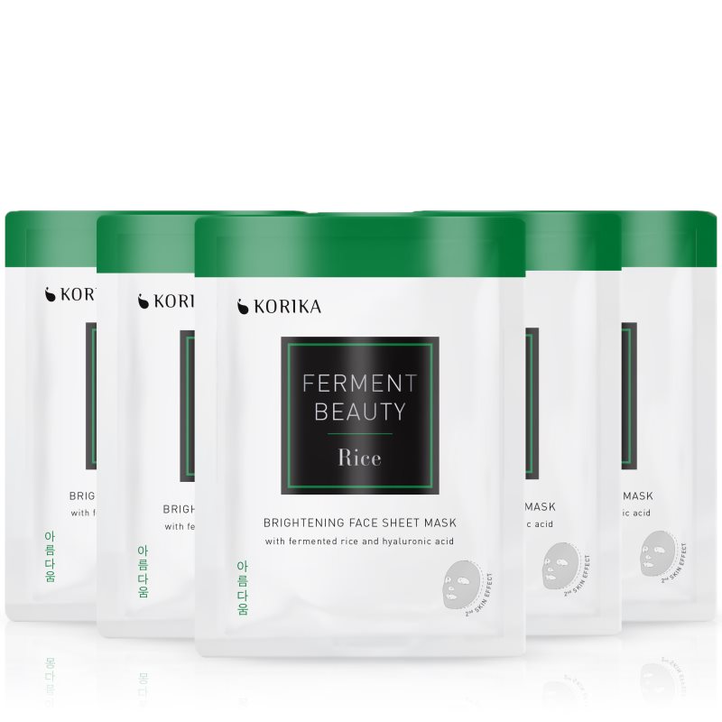 KORIKA FermentBeauty Set of 5 Brightening Face Sheet Masks with Fermented Rice and Hyaluronic Acid arcmaszk szett kedvezményes áron-Eredeti