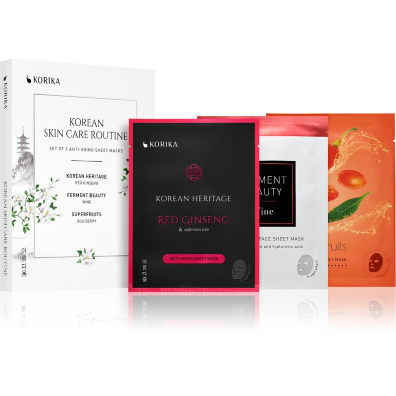 KORIKA KOREAN SKIN CARE ROUTINE SET OF 3 ANTI-AGING SHEET MASKS szett a ráncok ellen-Ár