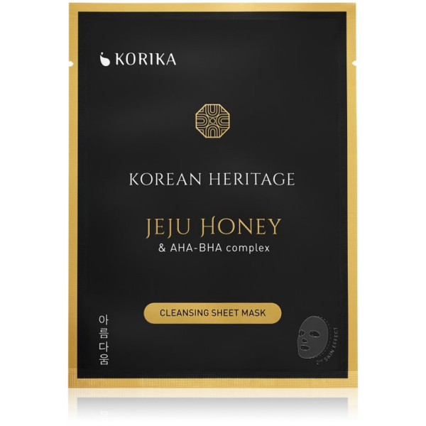 KORIKA Korean Heritage Jeju Honey & AHA-BHA Complex Cleansing Sheet Mask szövet arcmaszk tisztító hatással 25 g-Ár