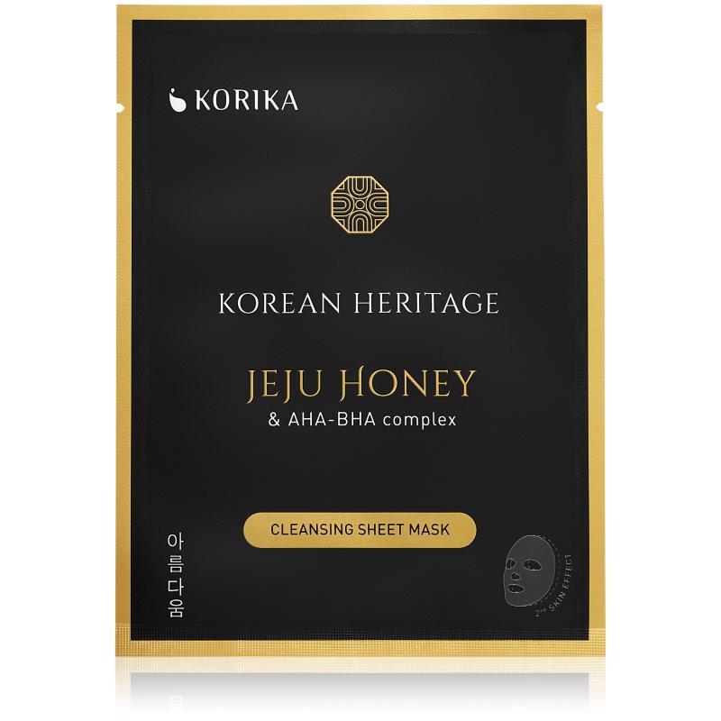 KORIKA Korean Heritage Jeju Honey & AHA-BHA Complex Cleansing Sheet Mask szövet arcmaszk tisztító hatással 25 g-Ár