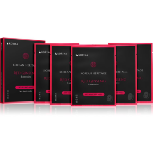 KORIKA Korean Heritage Red Ginseng & Adenosine Anti-aging Sheet Mask arcmaszk szett kedvezményes áron a bőr öregedése ellen és a bőr feszesítéséért-Ár