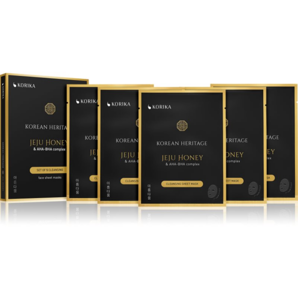 KORIKA Korean Heritage Set of 5 Cleansing Face Sheet Masks arcmaszk szett kedvezményes áron a bőr tökéletes tisztításához-Ár