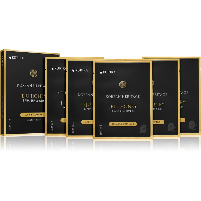 KORIKA Korean Heritage Set of 5 Cleansing Face Sheet Masks arcmaszk szett kedvezményes áron a bőr tökéletes tisztításához-Ár