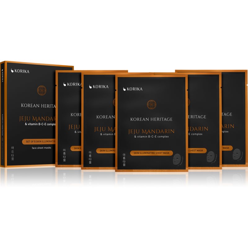 KORIKA Korean Heritage Set of 5 Skin Illuminating Face Sheet Masks arcmaszk szett kedvezményes áron az élénk bőrért-Ár
