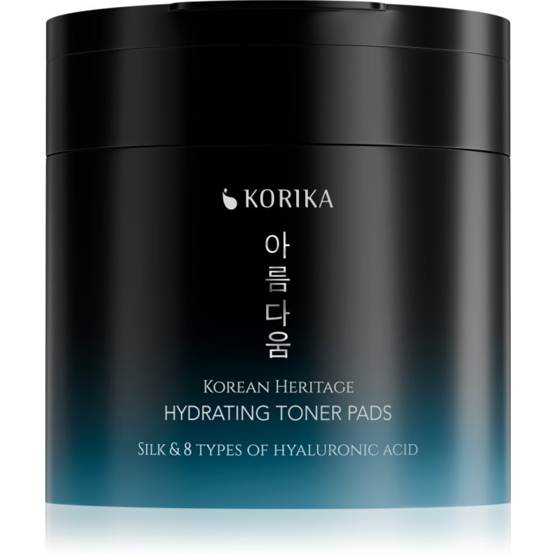 KORIKA Korean Heritage Silk & 8 Types of Hyaluronic Acid Hydrating Toner Pads tisztító vattakorong hidratáló hatással 70 db-ár