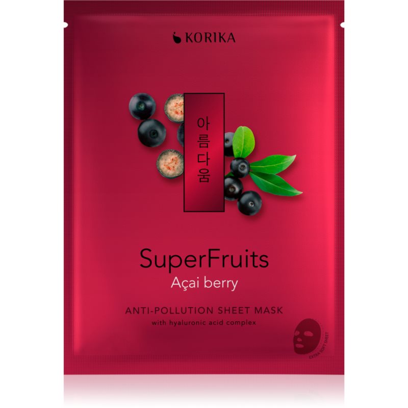 KORIKA SuperFruits Acai Berry - Anti-pollution Sheet Mask arcmaszk méregtelenítő hatással Acai berry 25 g-Ár