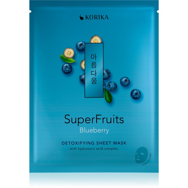 KORIKA SuperFruits Blueberry - Detoxifying Sheet Mask Méregtelenítő arcmaszk Blueberry 25 g-Ár