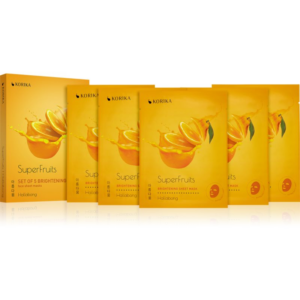 KORIKA SuperFruits Hallabong - Set of 5 Brightening Face Sheet Masks arcmaszk szett kedvezményes áron az élénk bőrért Hallabong-Ár