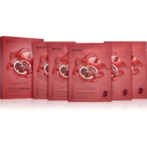 KORIKA SuperFruits Pomegranate - Set of 5 Hydrating Face Sheet Masks arcmaszk szett kedvezményes áron hidratáló hatással Pomegranate-Ár