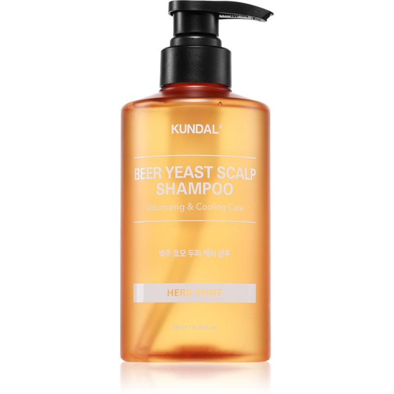 KUNDAL Beer Yeast Hair Loss Relief Shampoo simuláló és frissítő sampon hajhullás ellen illattal Herb Mint 500 ml