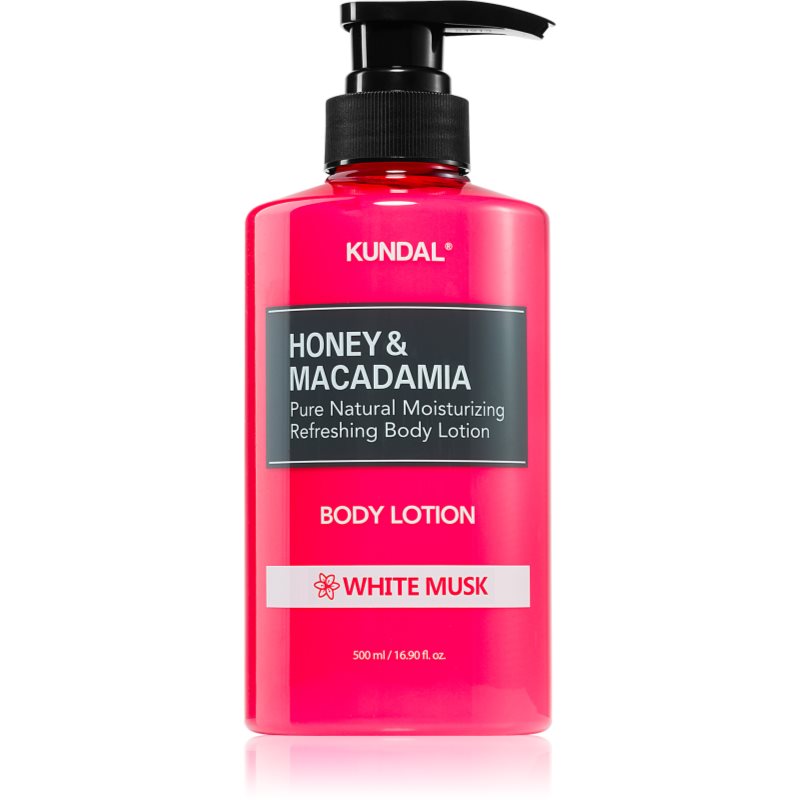 KUNDAL Honey & Macadamia White Musk tápláló testápoló krém hidratáló hatással 500 ml-ár