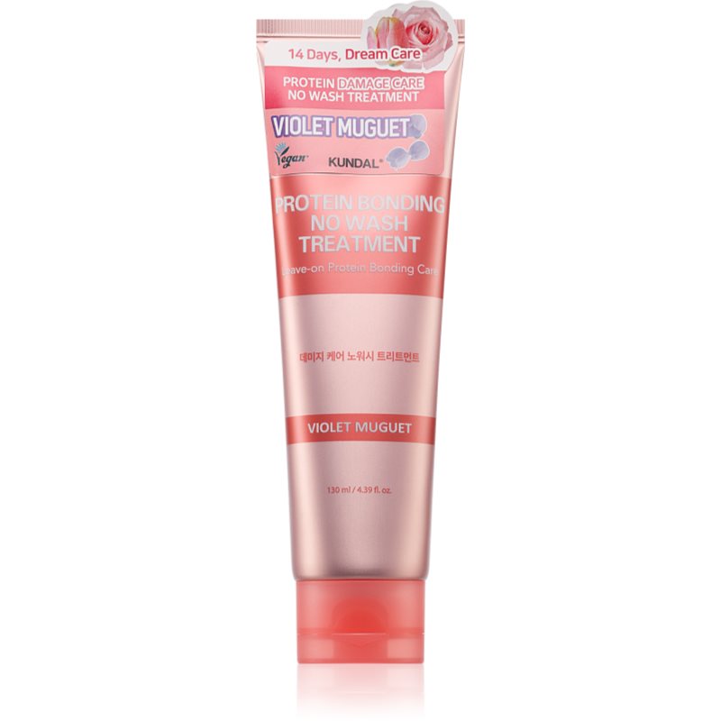 KUNDAL Protein Bonding Care No Wash Treatment leöblítést nem igénylő ápolás a károsult hajra illattal Violet Muguet 130 ml