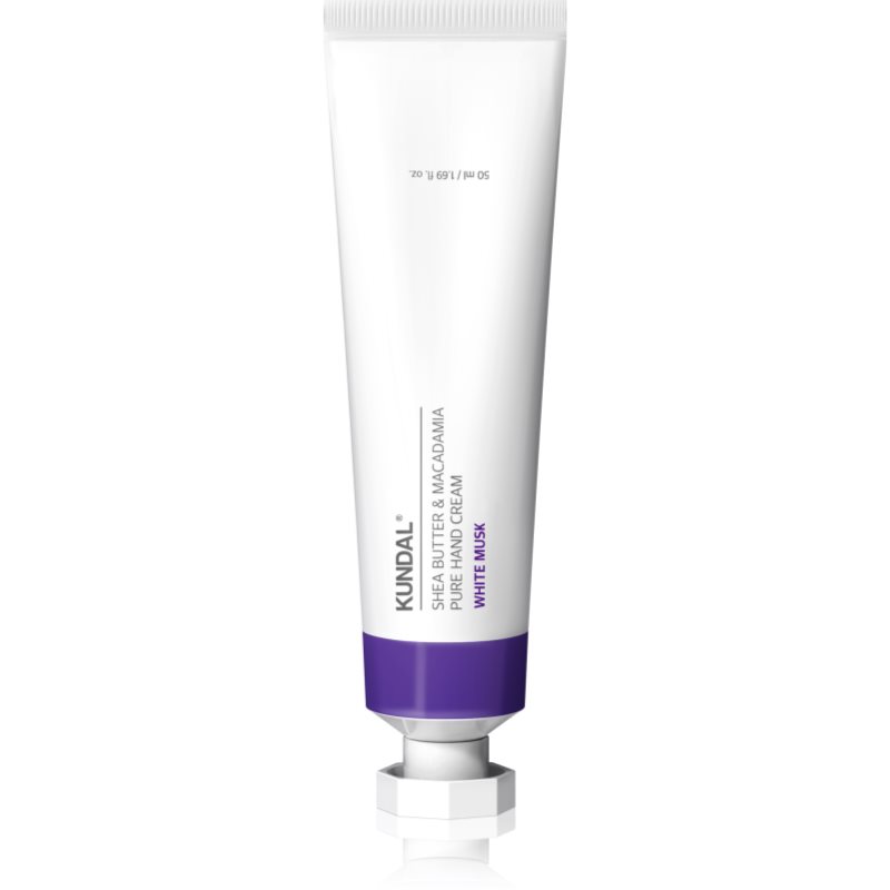 KUNDAL Shea Butter & Macadamia White Musk hidratáló kézkrém tápláló hatással 50 ml