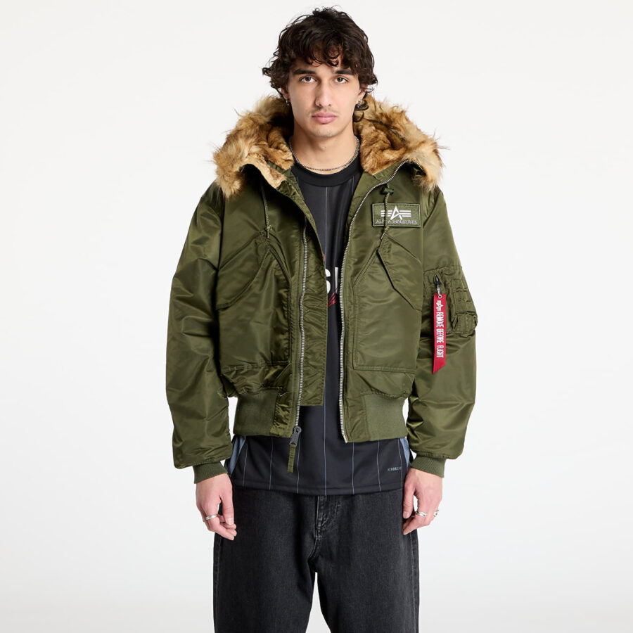 Kabát Alpha Industries 45P Hooded Custom Dark Olive M-alacsony-ár