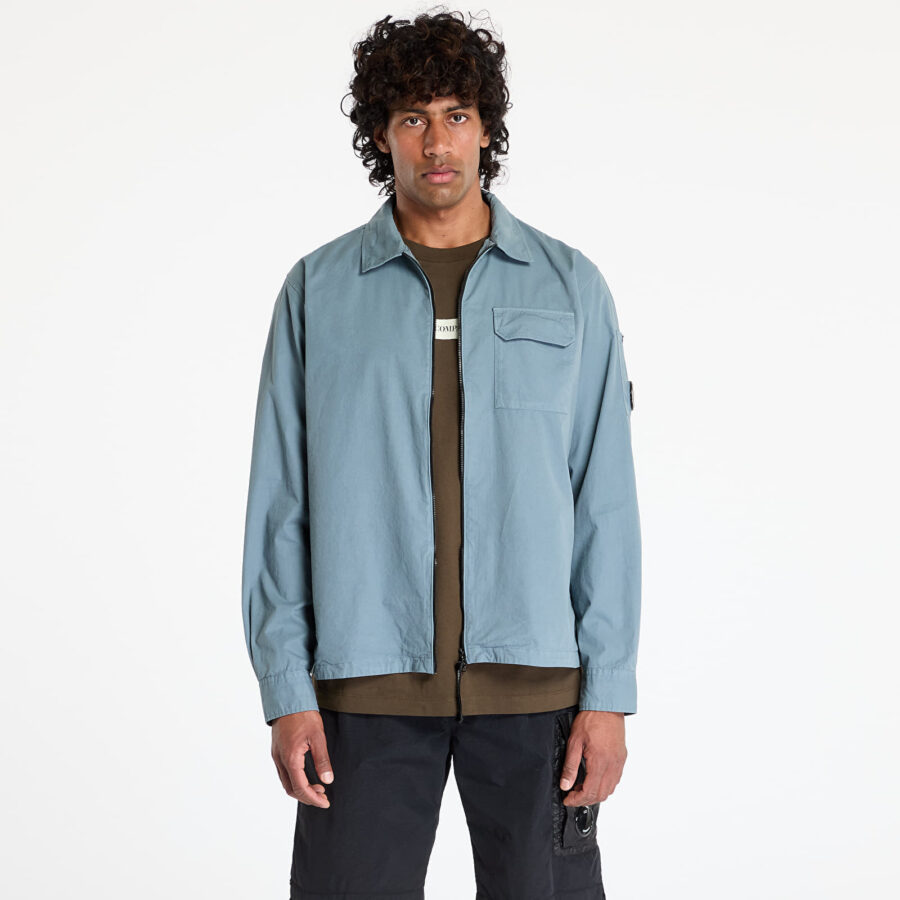 Kabát C.P. Company Organic Gabardine Full Zip Overshirt Stormy Weather M-alacsony-ár