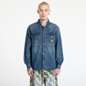 Kabát Carhartt WIP Lincoln Shirt Jacket UNISEX Blue Worn Used Wash S-alacsony-ár