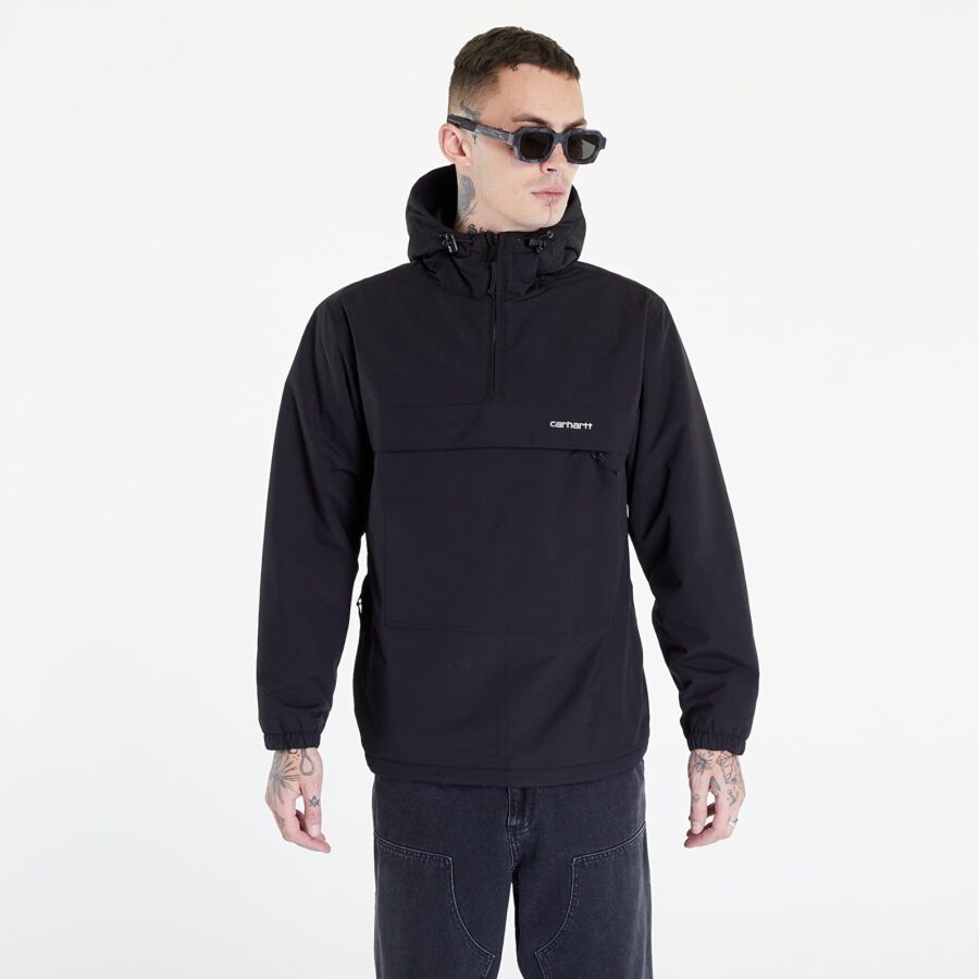 Kabát Carhartt WIP Windbreaker Pullover Black/ White M-alacsony-ár