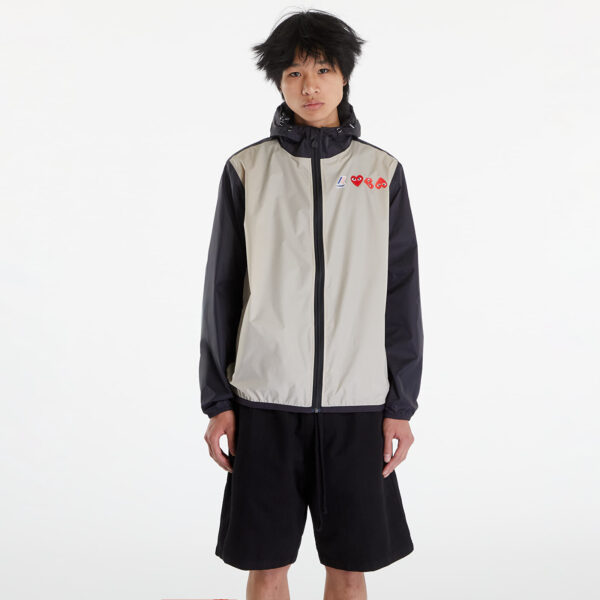 Kabát Comme des Garçons PLAY x K-Way Claude Contrast Jacket UNISEX Beige Grey/ Black XXL-alacsony-ár