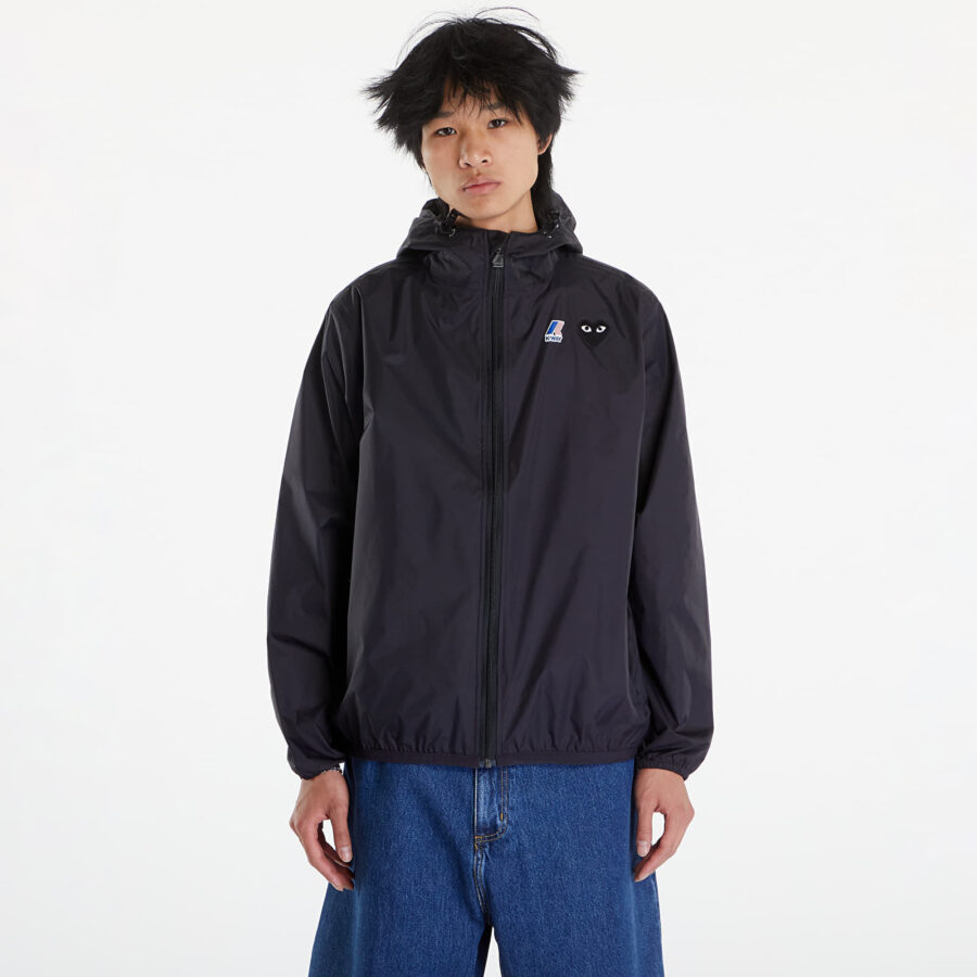 Kabát Comme des Garçons PLAY x K-Way Emblem Jacket UNISEX Black Pure XL-alacsony-ár