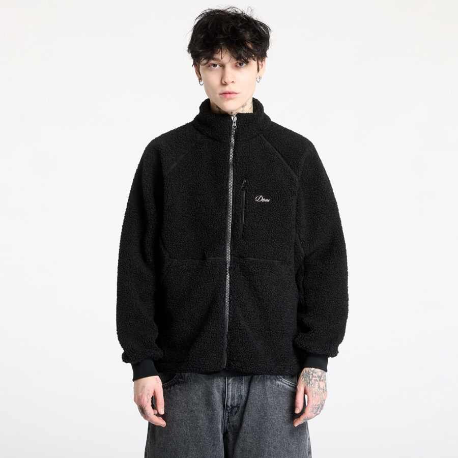 Kabát DIME Polar Fleece Sherpa Zip UNISEX Black M-alacsony-ár