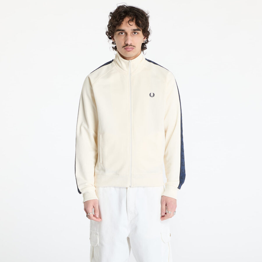 Kabát FRED PERRY Contrast Tape Track Jacket Ecru/ Tennis Blue L-alacsony-ár