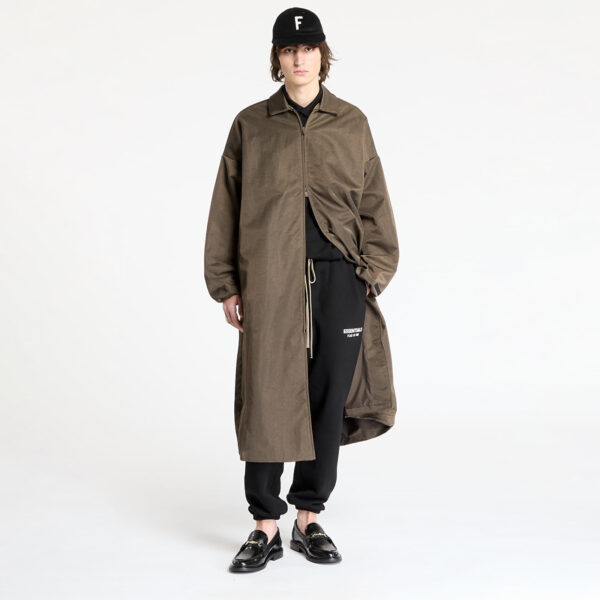 Kabát Fear Of God ESSENTIALS Textured Nylon Trench Coat Brown S-alacsony-ár