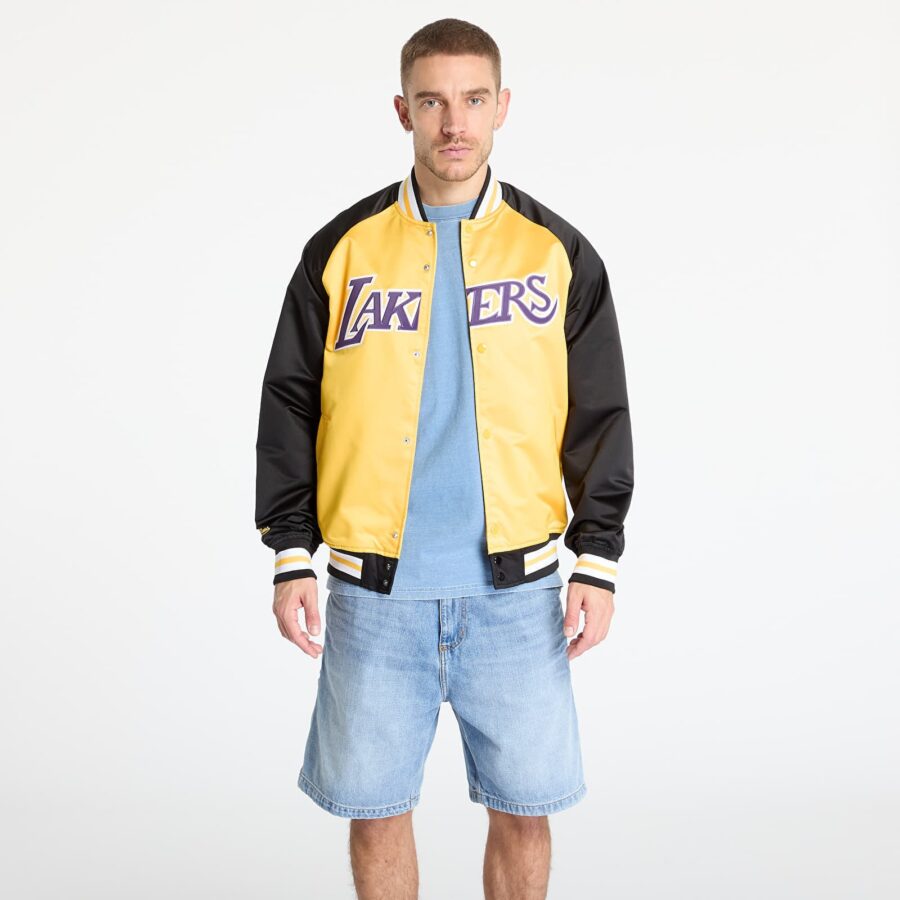 Kabát Mitchell & Ness NBA Double Clutch Lw Satin Jacket Vintage Logo Lakers Black/ Gold XL-alacsony-ár