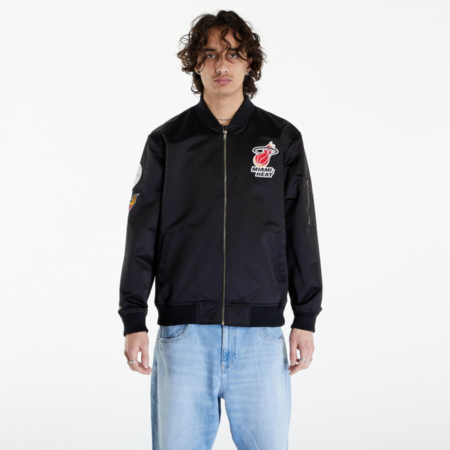 Kabát Mitchell & Ness NBA Lightweight Satin Bomber Vintage Logo Heat Black M-alacsony-ár
