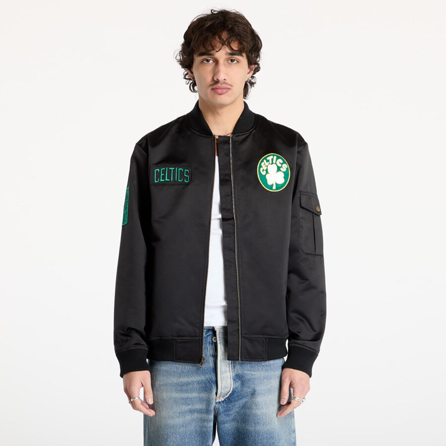 Kabát Mitchell & Ness NBA Team Leader Satin Vintage Logo Celtics Bomber Black L-alacsony-ár
