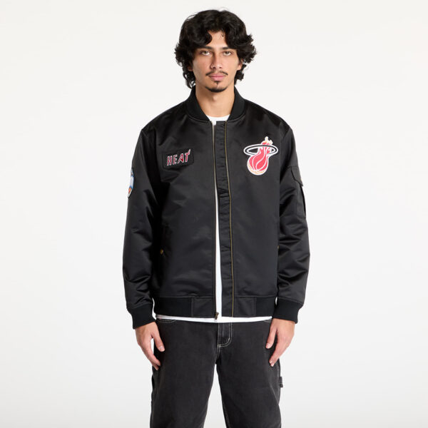 Kabát Mitchell & Ness NBA Team Leader Satin Vintage Logo Heat Bomber Black M-alacsony-ár
