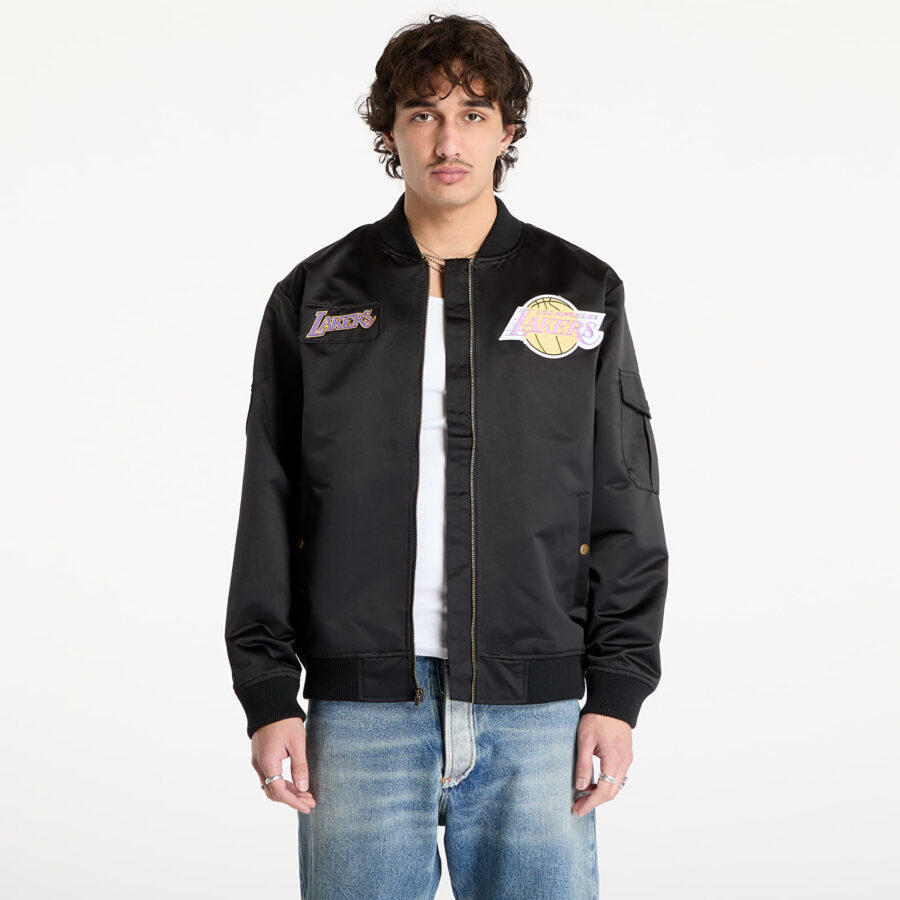 Kabát Mitchell & Ness NBA Team Leader Satin Vintage Logo Lakers Bomber Black XL-alacsony-ár
