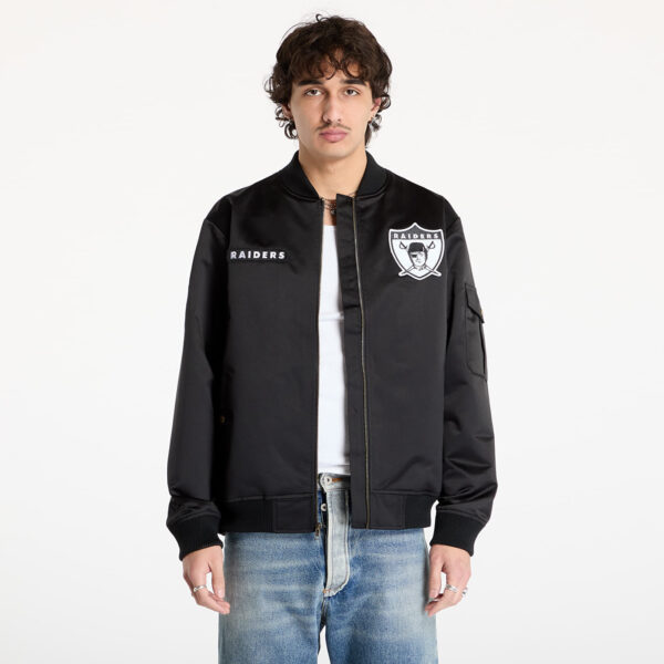 Kabát Mitchell & Ness NFL Team Leader Satin Vintage Logo Raiders Bomber Black M-alacsony-ár