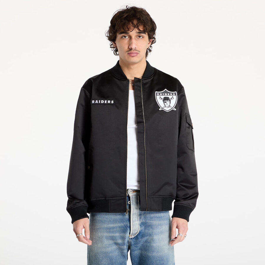 Kabát Mitchell & Ness NFL Team Leader Satin Vintage Logo Raiders Bomber Black M-alacsony-ár