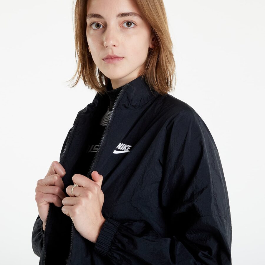 Kabát Nike NSW Essential Wr Woven Jacket Black/ Black/ White S-alacsony-ár