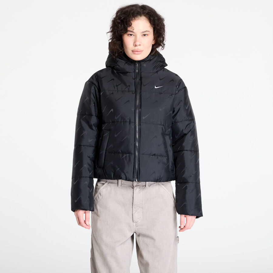 Kabát Nike Sportswear Classic Women's Loose Therma-FIT Puffer Jacket Black/ White M-alacsony-ár