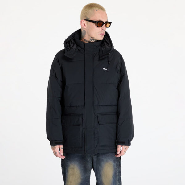 Kabát OBEY Brunswick Puffer Black L-alacsony-ár