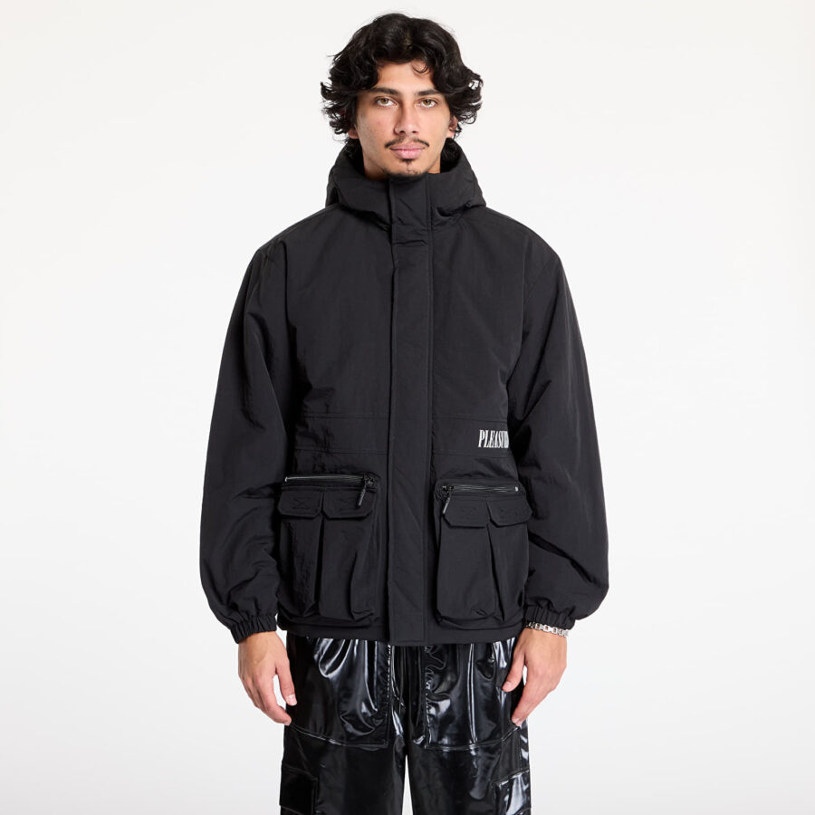 Kabát PLEASURES Run Hooded Jacket Black XL-alacsony-ár