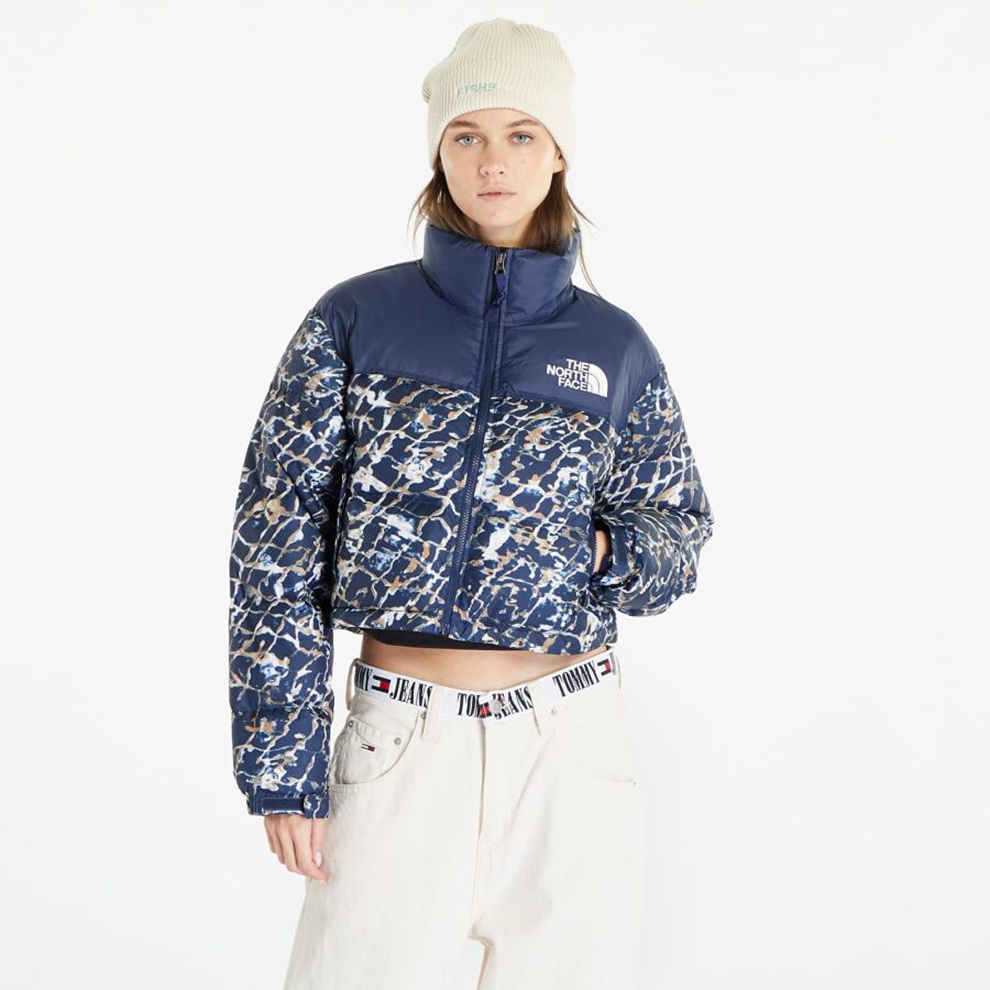 Kabát The North Face Nuptse Short Jacket Dusty Periwinkle Water Distortion Small Print/ Summit Navy XS-alacsony-ár