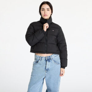 Kabát Tommy Jeans Crop Essential Puffer Jacket Black L-alacsony-ár