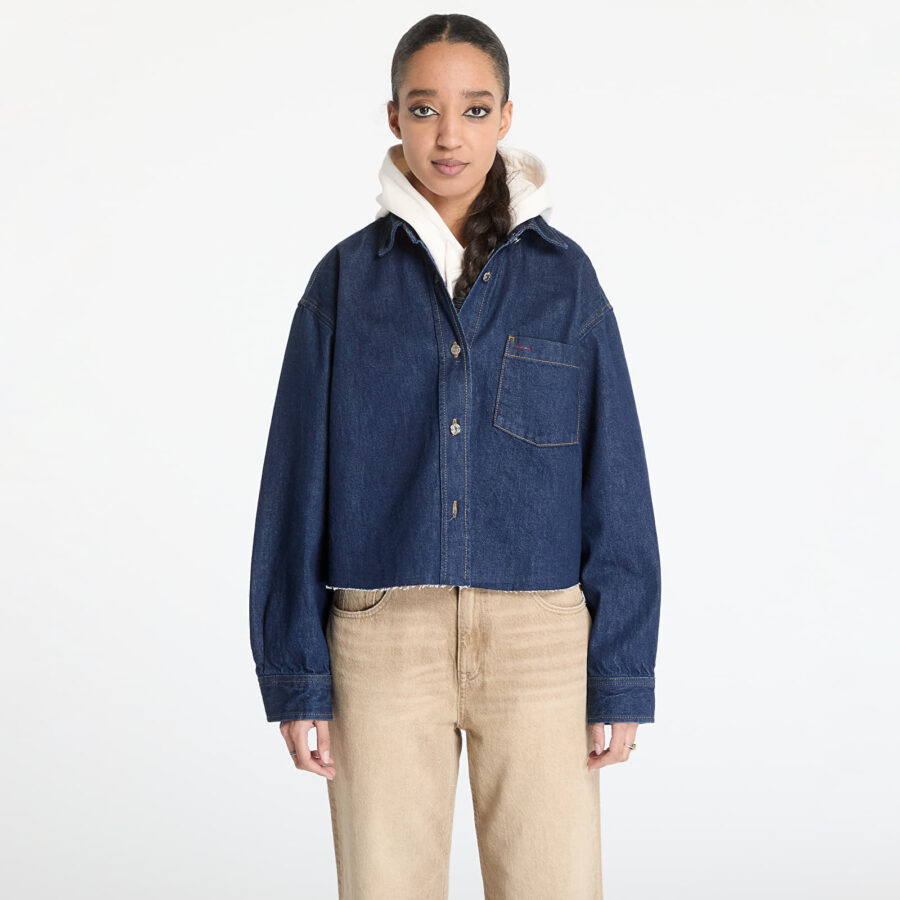 Kabát Tommy Jeans Cropped Denim Shirt Jacket Denim XS-alacsony-ár