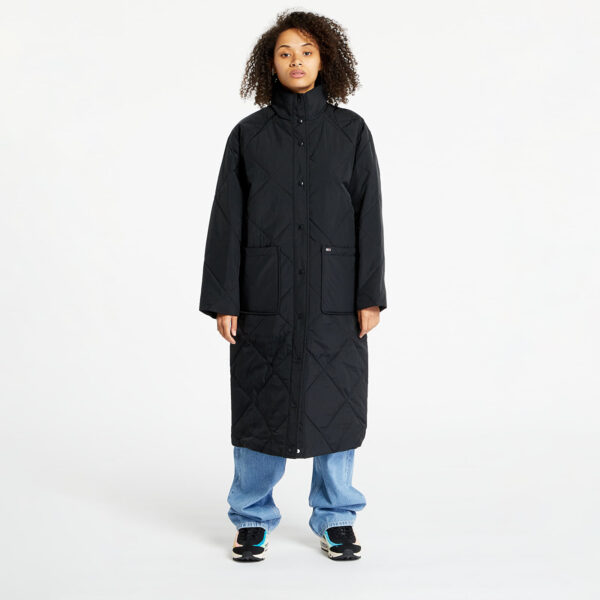 Kabát Tommy Jeans Diamond Quilt Coat Black S-alacsony-ár